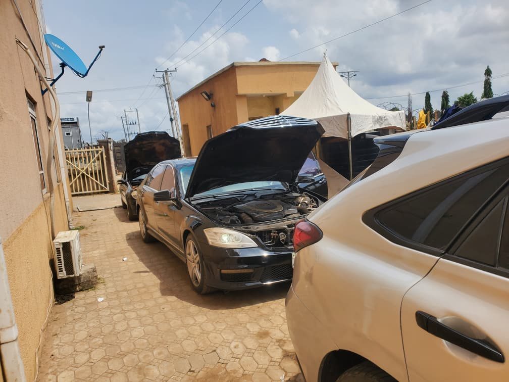 GEIYKE technician servicing a Mercedes-Benz at our Owerri workshop